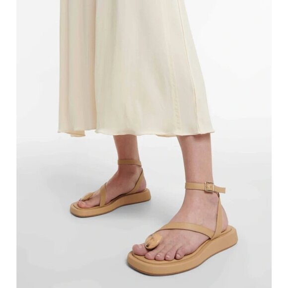 GIA BORGHINI x RHW Plexi Gem Stone Toe Sandals in Taupe 40.5 Womens Wrap Leather - Picture 1 of 15